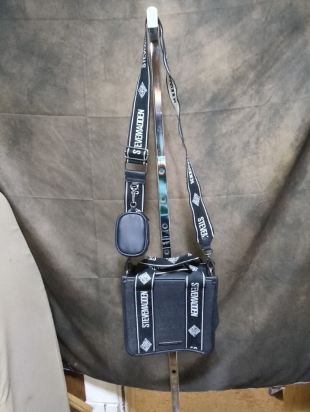 P2. Steve Madden Black Crossbody Bag with Logo Strap